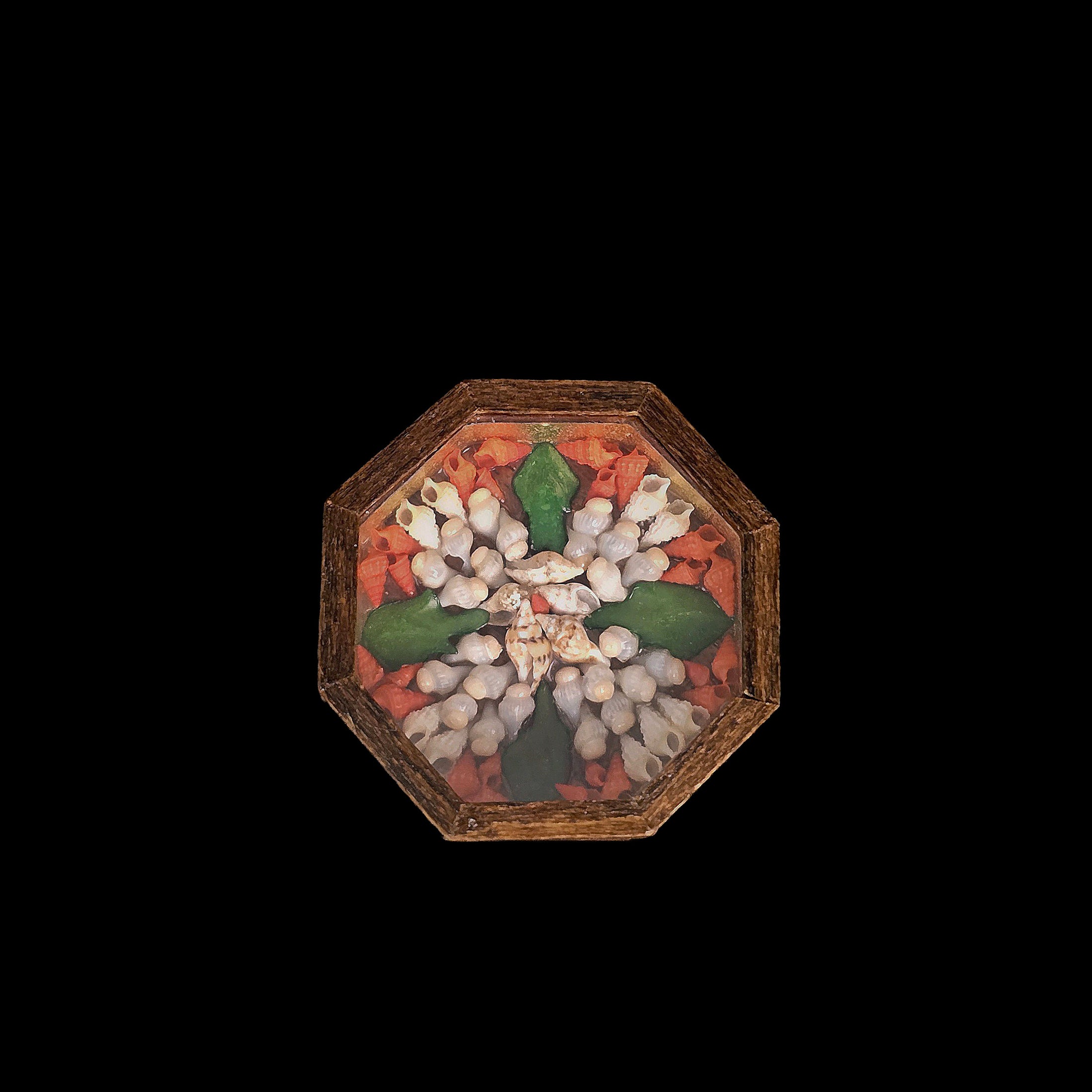 Unique Miniature OOAK Sailor’s Valentine Shell Mosaic Keepsake Box