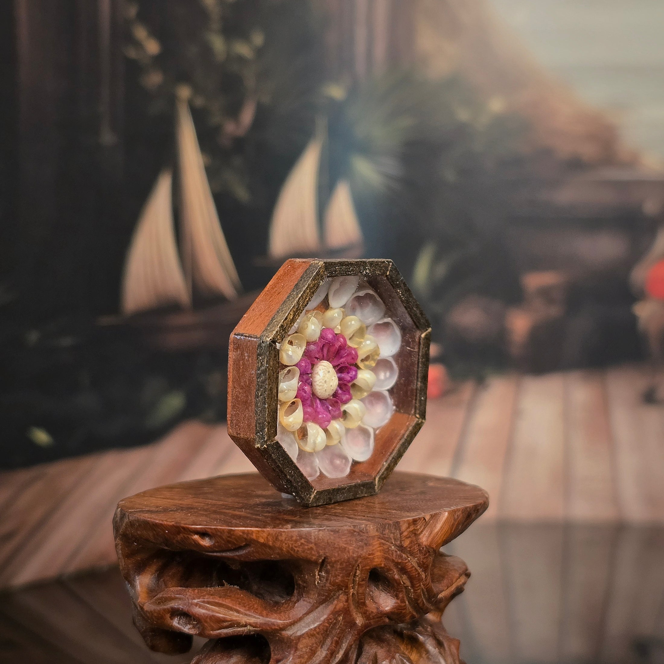 Miniature Arthur Werner OOAK Sailor’s Valentine Shell Mosaic 2005 RARE