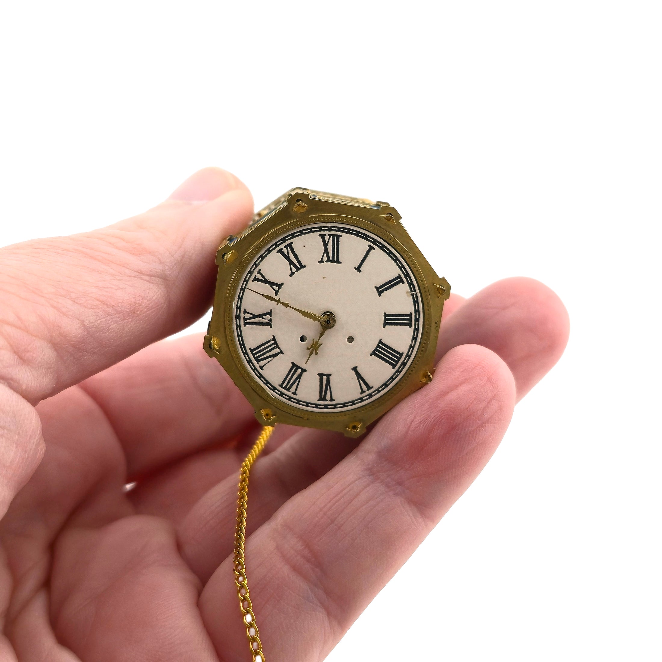 Keith Bougourd Blue & Gold French Bird Cage Clock with Parrot, Small Time Miniatures