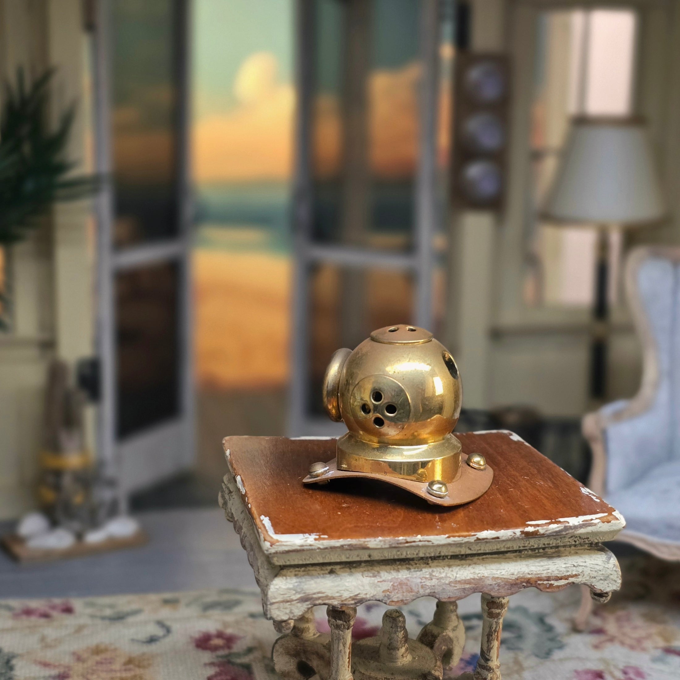 Miniature Antique Style Brass Diving Helmet Nautical Replica