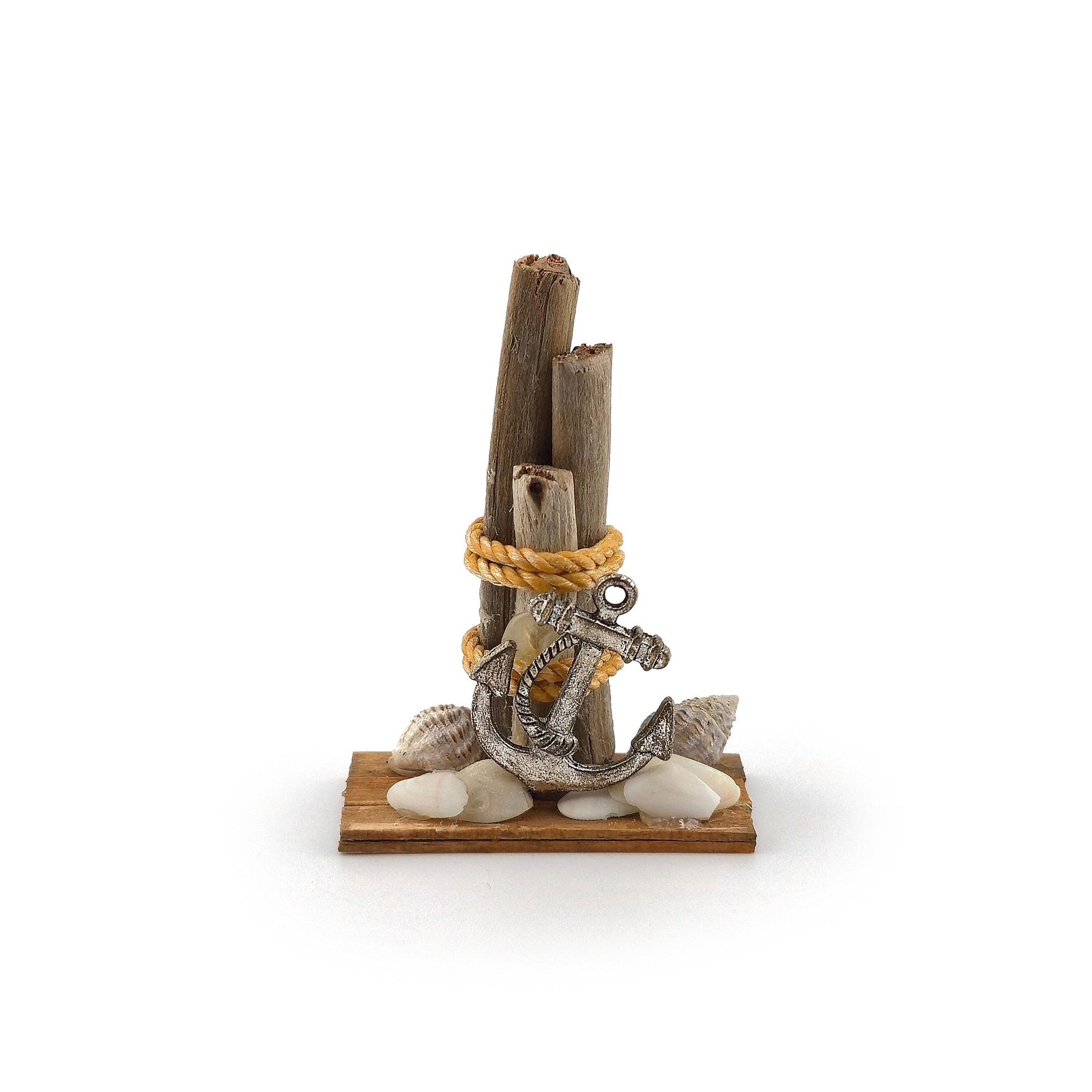 Dollhouse Vintage Miniature Nautical Anchor & Driftwood Coastal Display