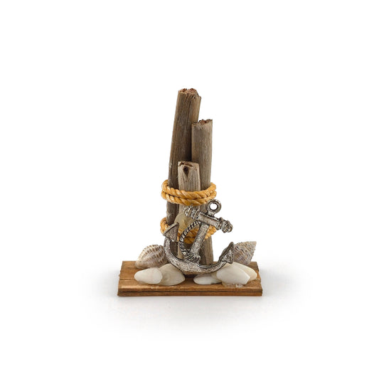 Dollhouse Vintage Miniature Nautical Anchor & Driftwood Coastal Display
