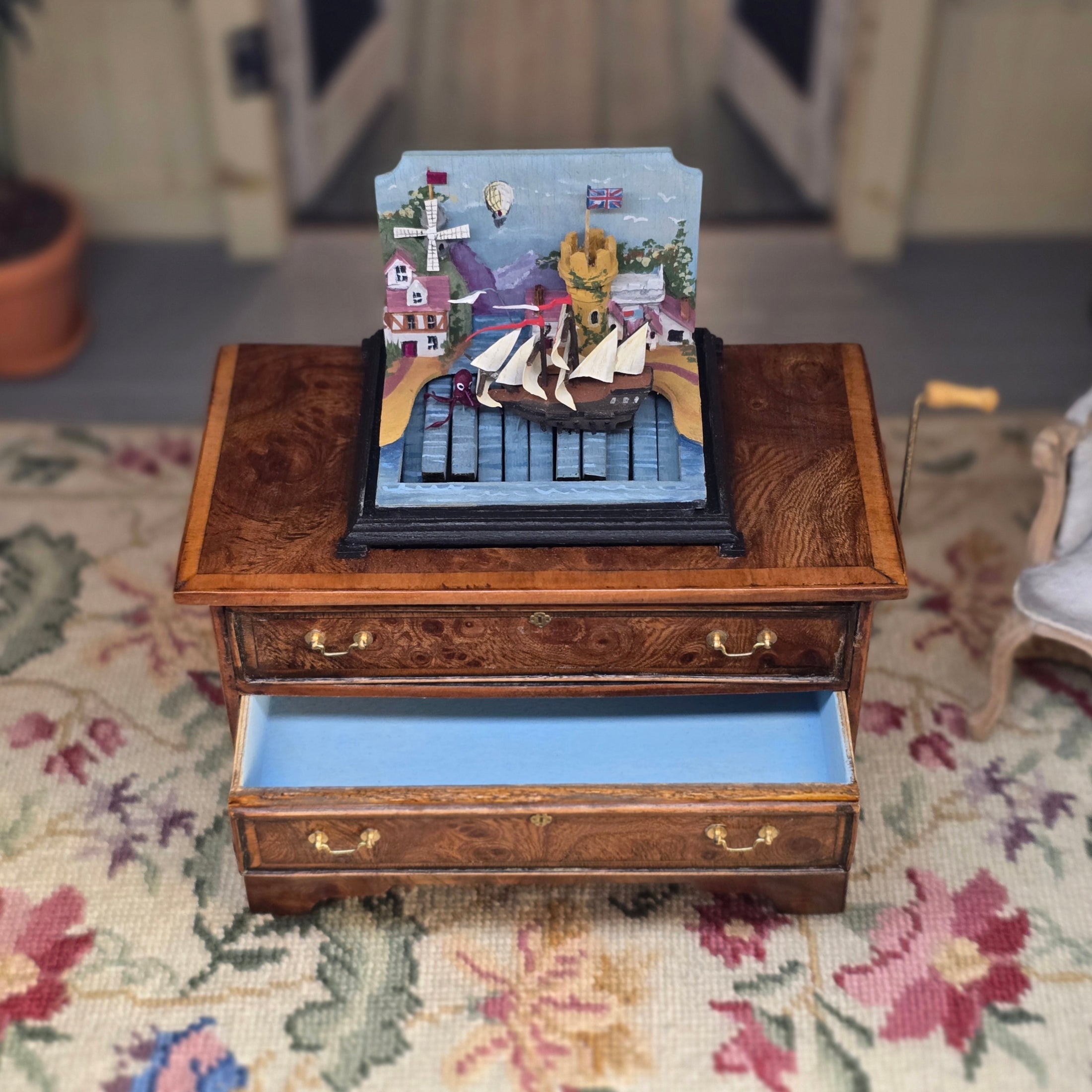 Keith Bougourd OOAK Automata Sailing Ship Sea Chest Small Time France
