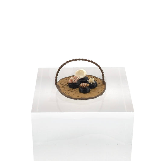Miniature Coastal Seashell Basket Display with Genuine Micro Shells