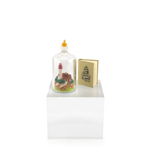 Mosaic Press Scrimshaw Book and Lighthouse in Bottle Nautical Display