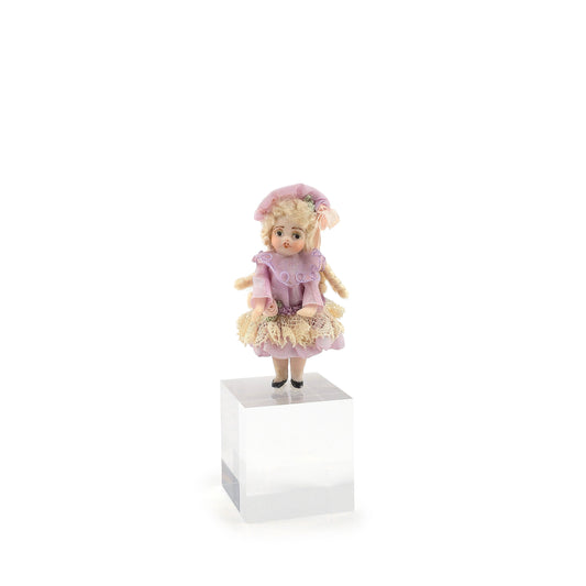 Vintage OOAK Artisan Companion Doll in Lavender Silk Dress & Beret