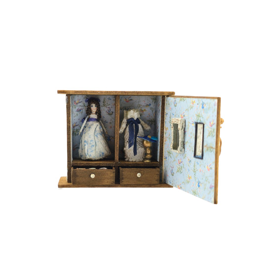 Signed OOAK Toy Doll's House With Miniature Doll & Her Belongings for Dollhouse Child