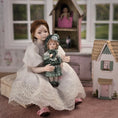 Load image into Gallery viewer, Terri Davis OOAK Miniature Companion Doll for Dollhouse Child in Emerald Silk Dress

