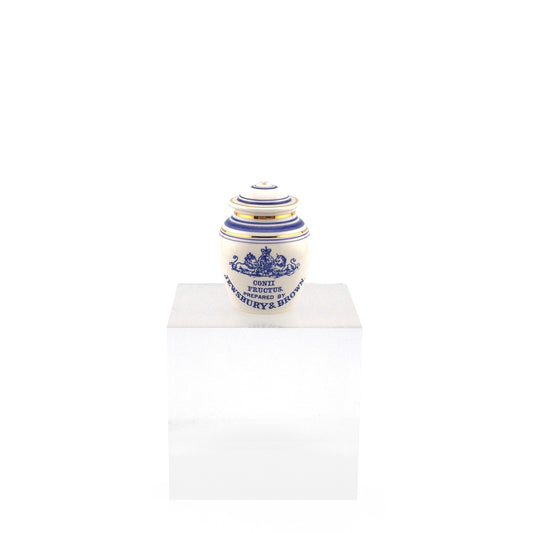 Terry Curran Porcelain Apothecary Jar “CONII FRUCTUS” England Cobalt & Gold