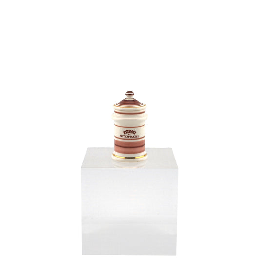Terry Curran Porcelain Apothecary Jar “Extract of Witch-Hazel” England Brown & Gold