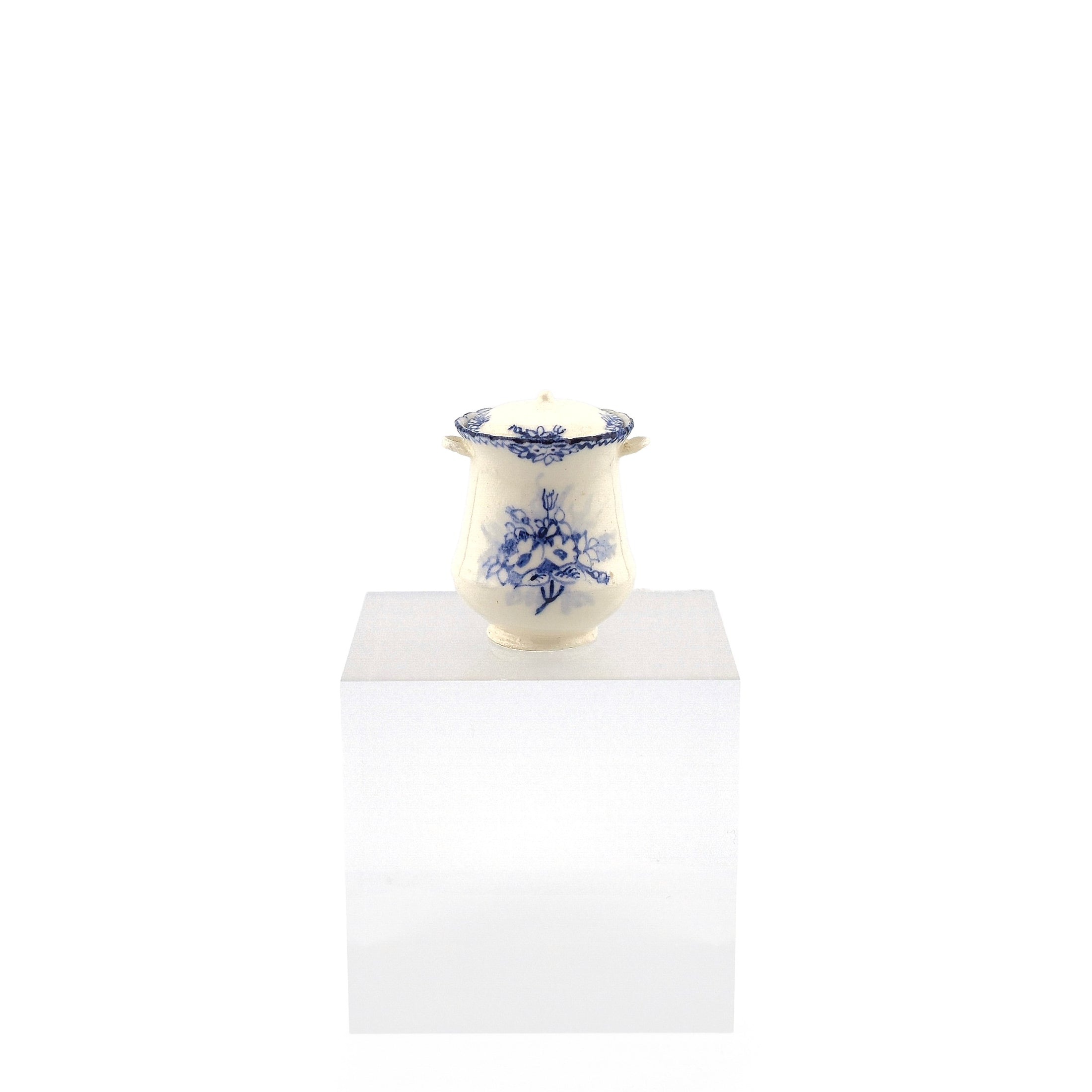 Jean Yingling Blue & White Floral Tall Lidded Soup Tureen Victorian Hand-Painted