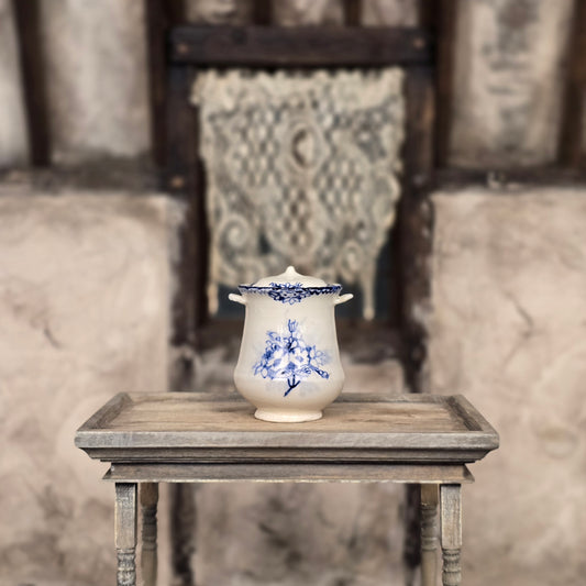 Jean Yingling Blue & White Floral Tall Lidded Soup Tureen Victorian Hand-Painted