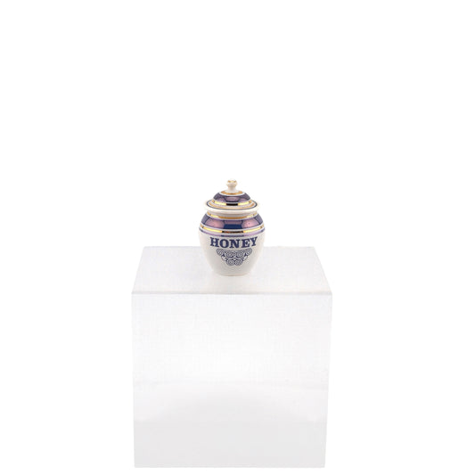 Terry Curran HONEY Porcelain Antique Style Lidded Pantry Jar Blue & Gold