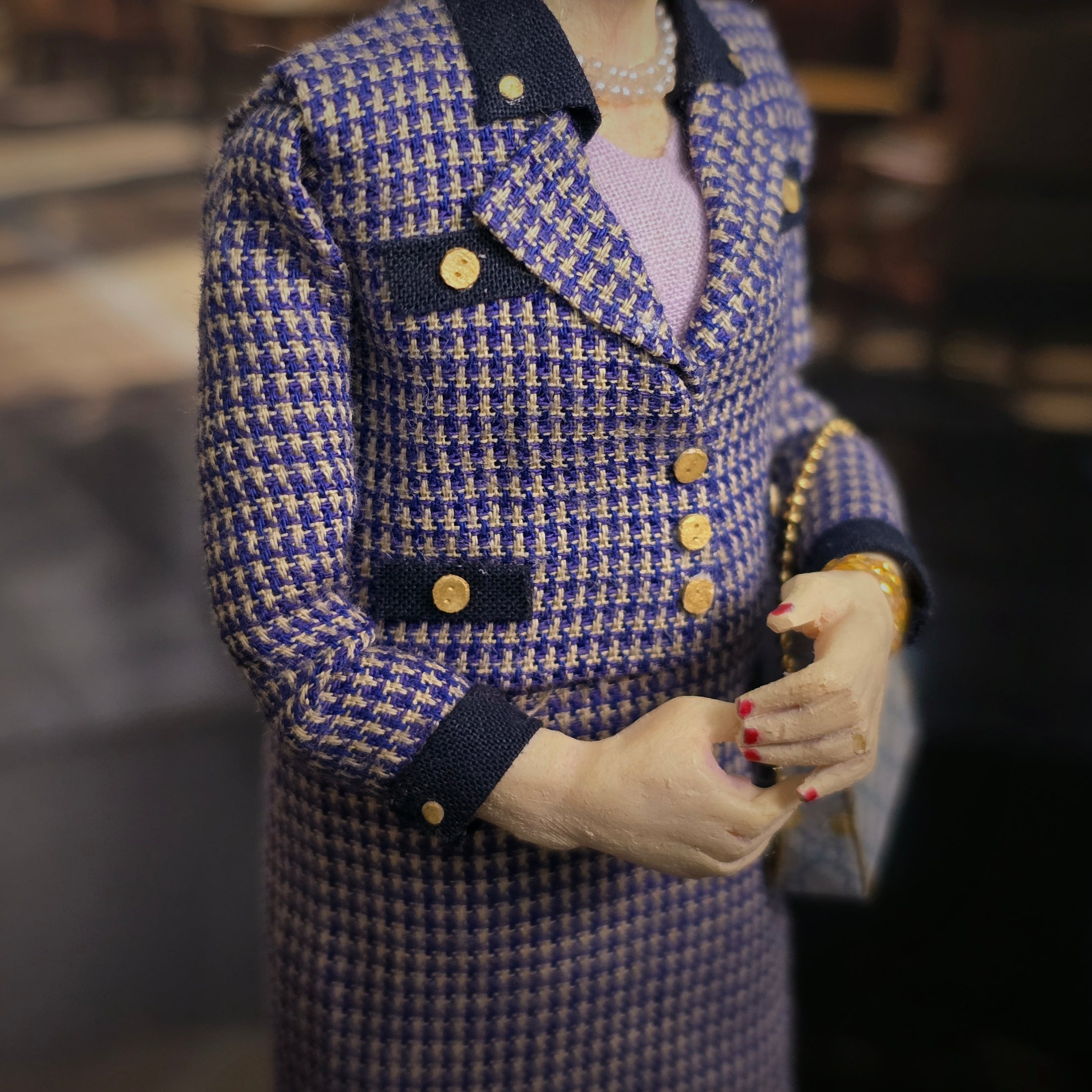 Sherry Colvin OOAK Elegant Society Lady in Tweed Suit Artisan Miniature Doll