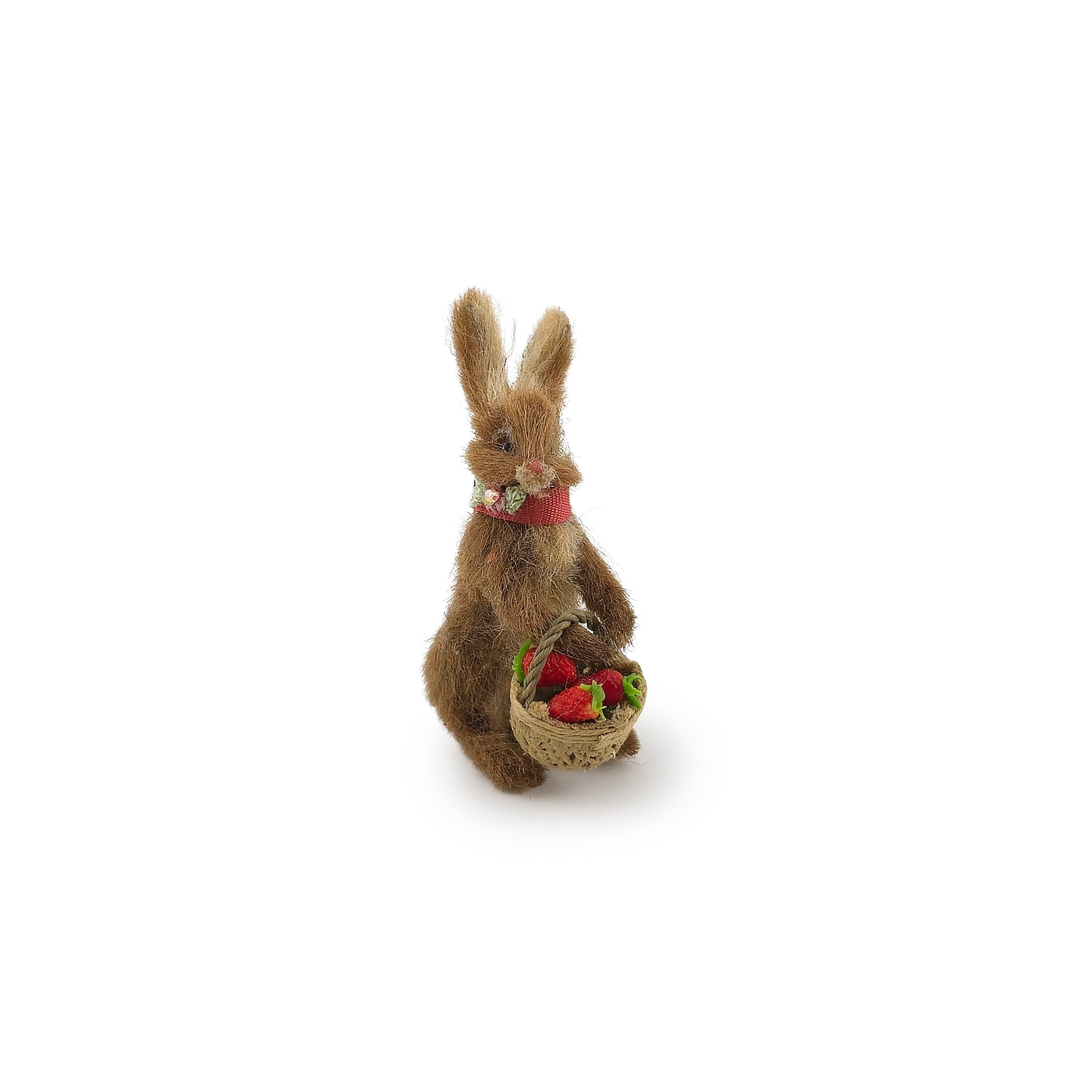Bridget McCarty OOAK Storybook Style Wool Rabbit with Strawberry Basket