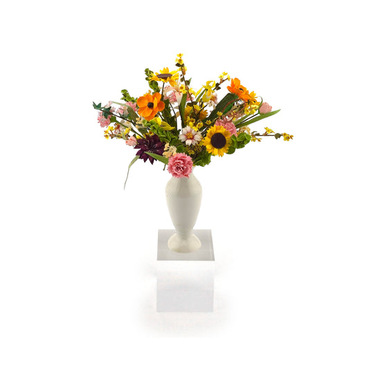 OOAK Artisan Colorful Paper Wildflower Arrangement in White Porcelain Vase