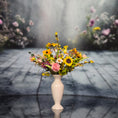 Load image into Gallery viewer, OOAK Artisan Colorful Paper Wildflower Arrangement in White Porcelain Vase
