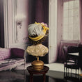Load image into Gallery viewer, Miniature Victorian Blonde Millinery Mannequin Bust with Straw Hat & Lace Collar
