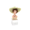 Load image into Gallery viewer, Miniature Edwardian Millinery Bust with Sage Silk Hat & Pink Crystal Necklace
