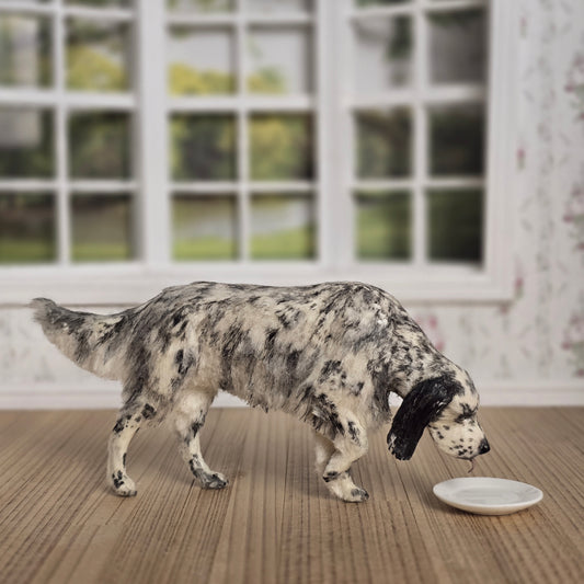 OOAK Elizabeth McInnis English Setter Highly REALISTIC Drinking Dog Sculpture