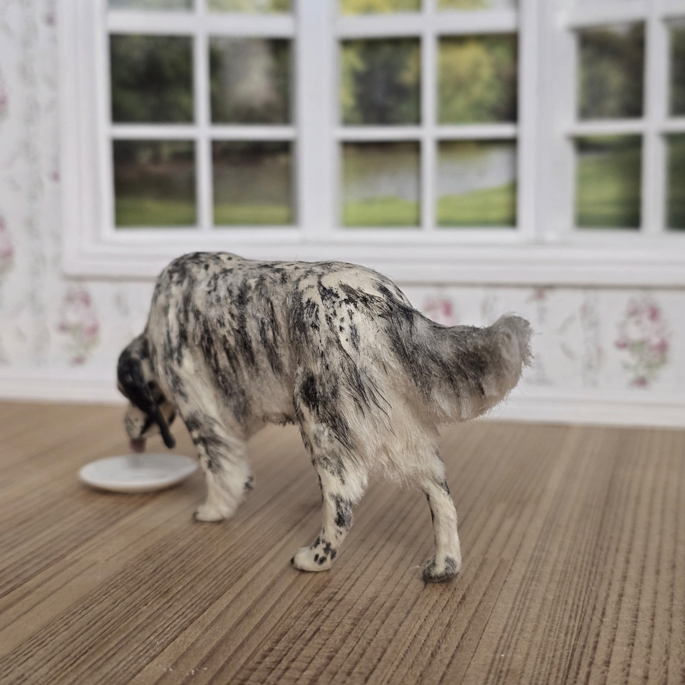 OOAK Elizabeth McInnis English Setter Highly REALISTIC Drinking Dog Sculpture