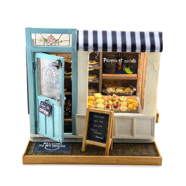 OOAK European Pizzeria & French Bakery 1:12 Market Storefront Diorama Japanese Artisan
