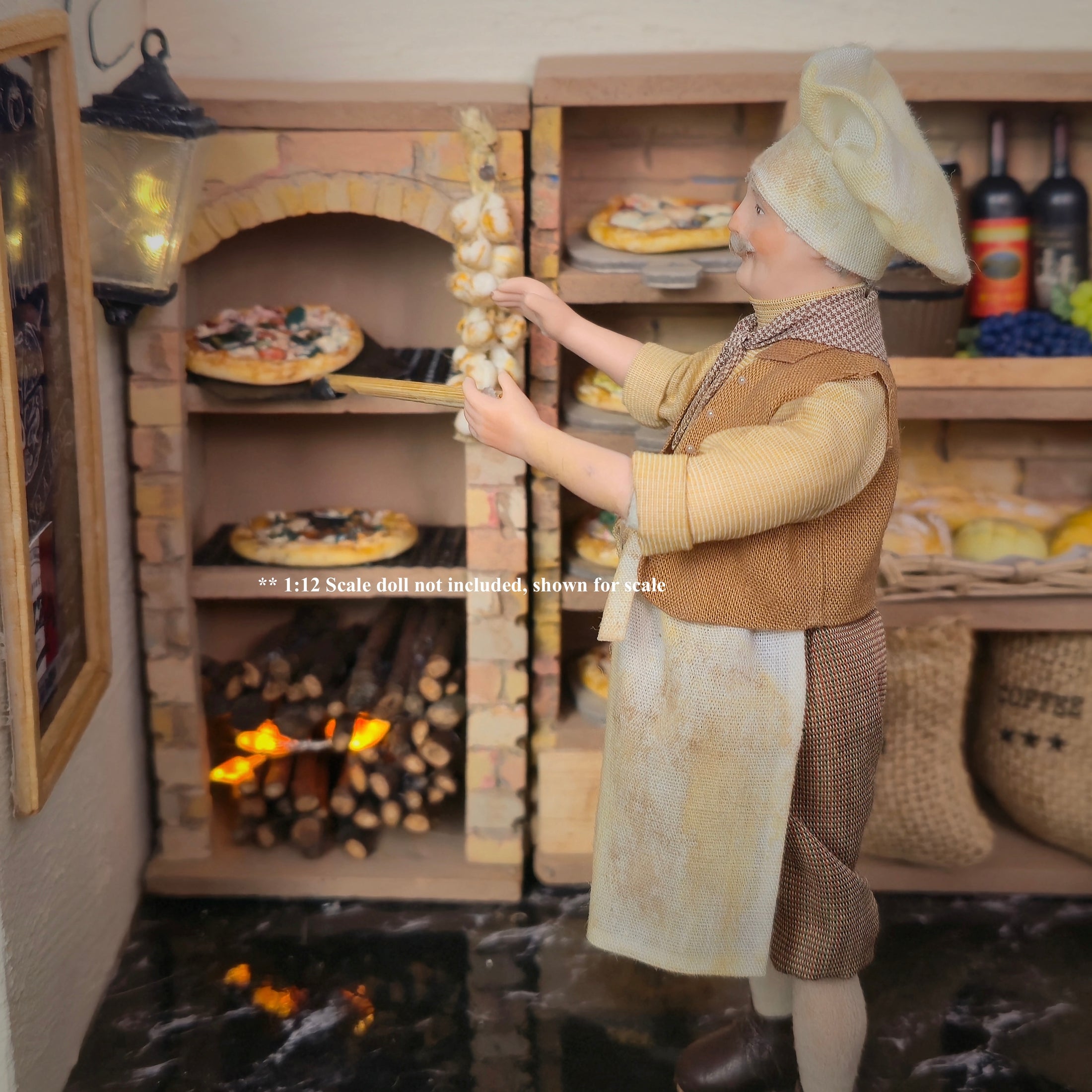 OOAK European Pizzeria & French Bakery 1:12 Market Storefront Diorama Japanese Artisan