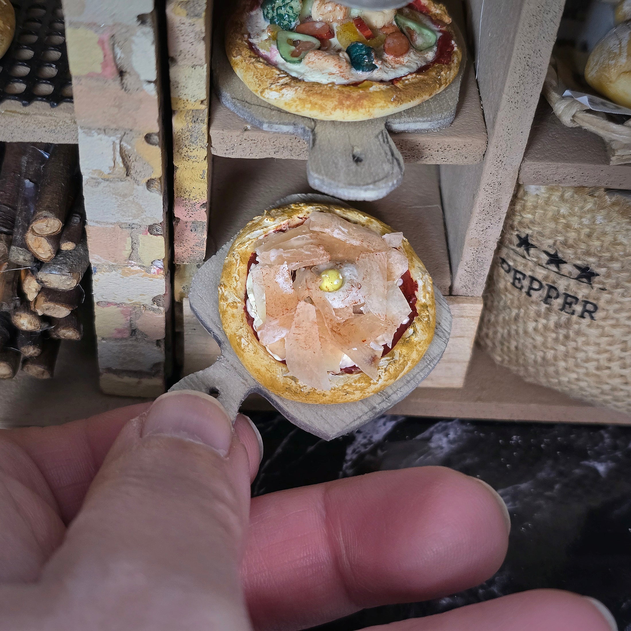 OOAK European Pizzeria & French Bakery 1:12 Market Storefront Diorama Japanese Artisan