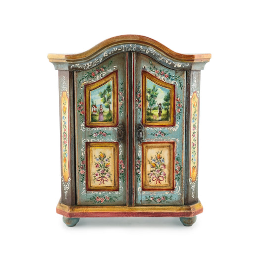 Hand-Painted OOAK Alpine Bauernschrank Folk Art Wardrobe by Aida Pravia of Spain