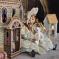 Load image into Gallery viewer, Victorian Edwardian Bisque Style Little Girl Doll in Blue Satin & Lace
