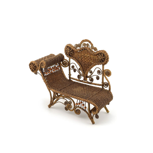 Sandra Knight Victorian Wicker Meridienne Garden Chaise Lounge Daybed