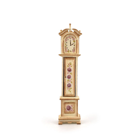 Hand-Painted Country Rose Grandfather Clock Dollhouse Miniature
