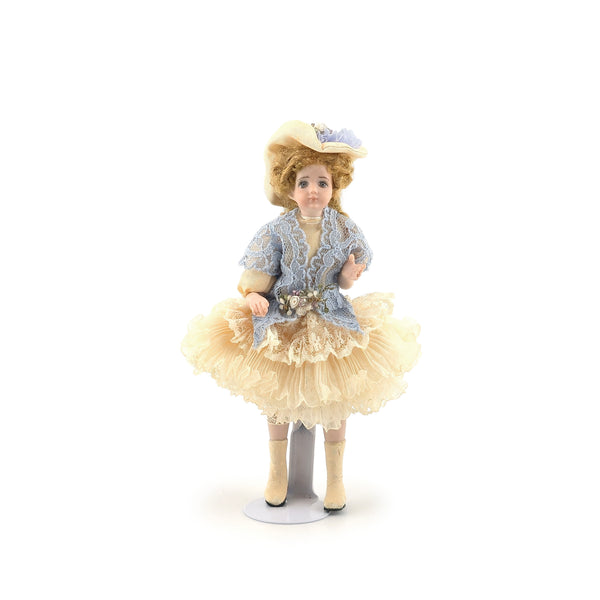 Victorian Little Girl in Periwinkle Lace Dollhouse Doll