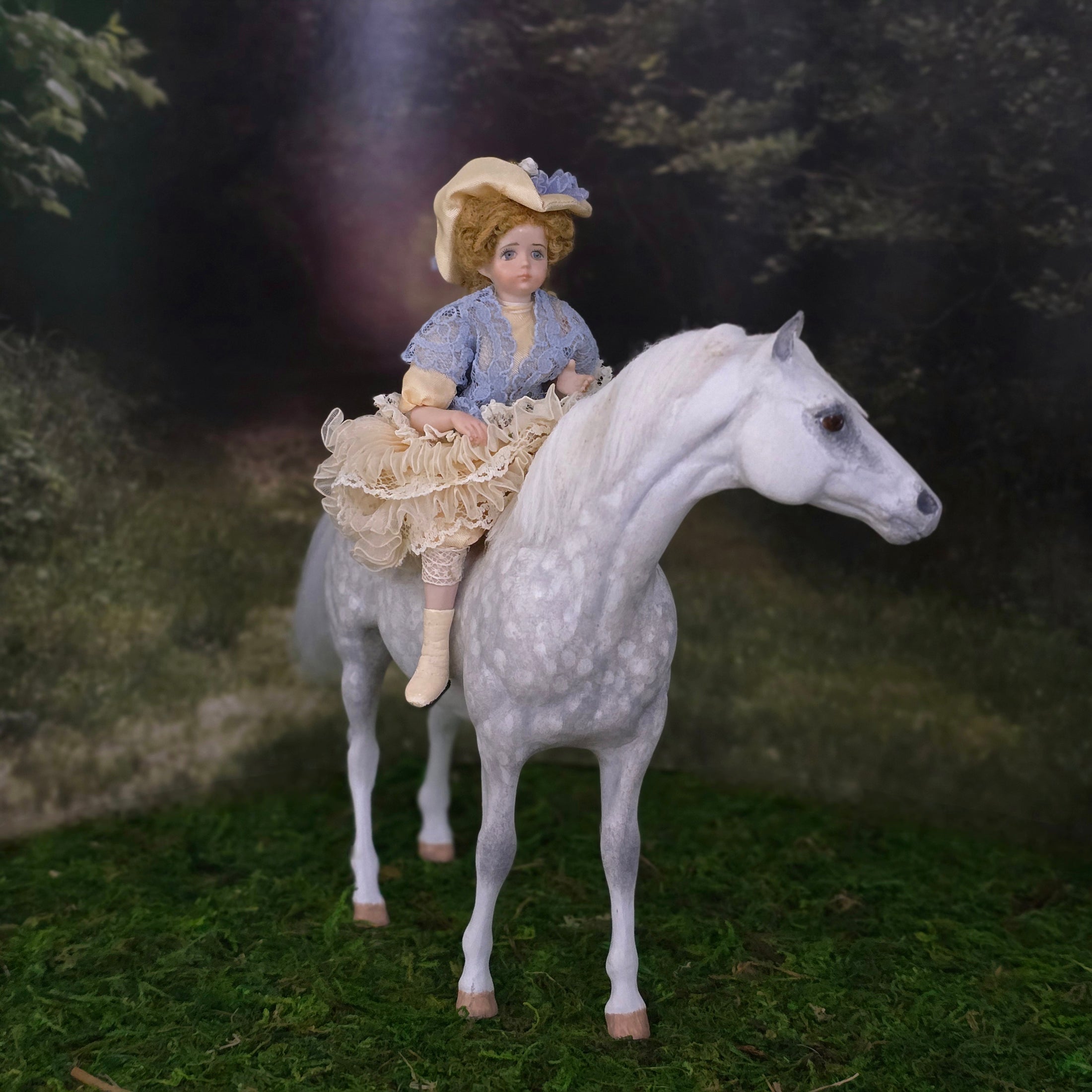 Victorian Little Girl in Periwinkle Lace Dollhouse Doll