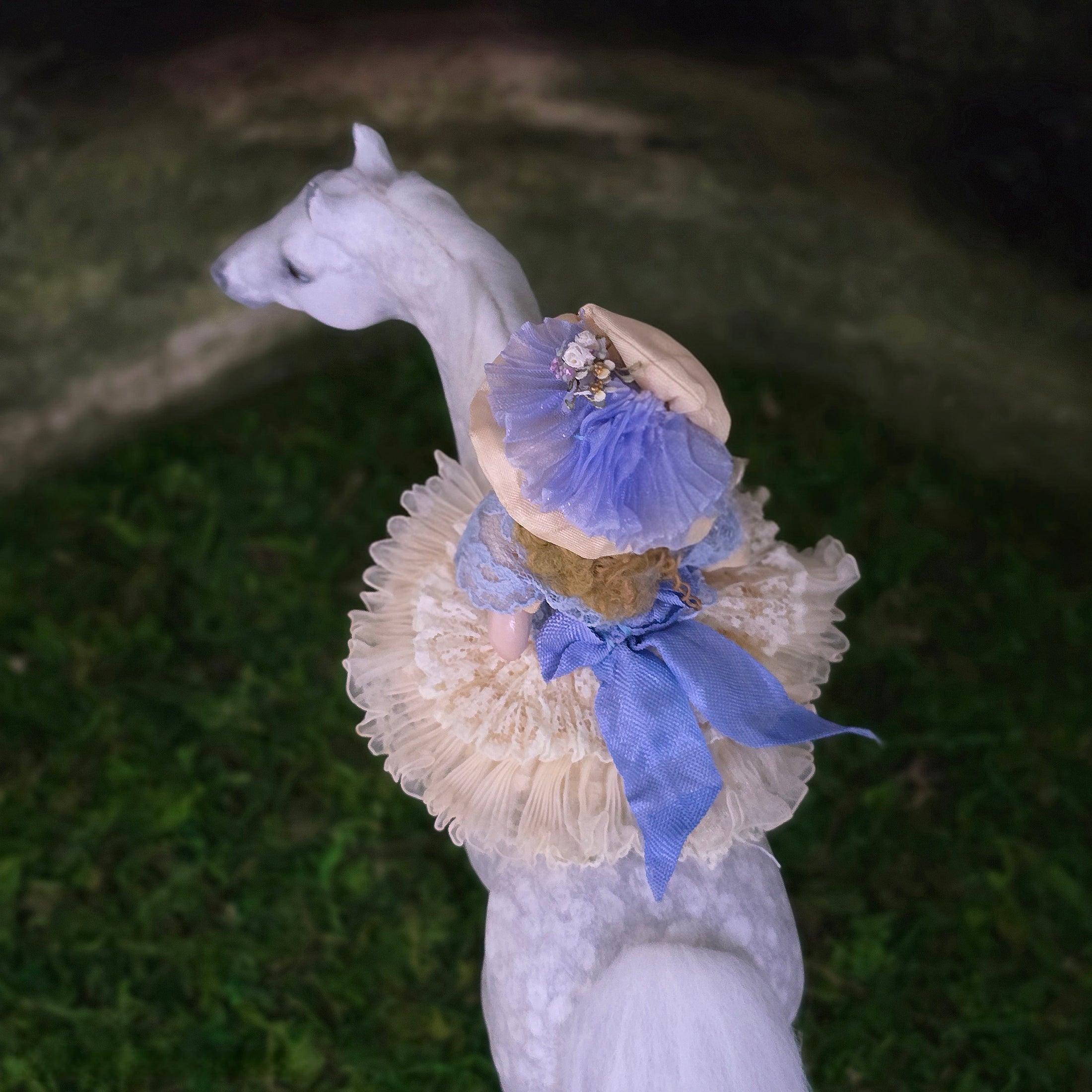 Victorian Little Girl in Periwinkle Lace Dollhouse Doll