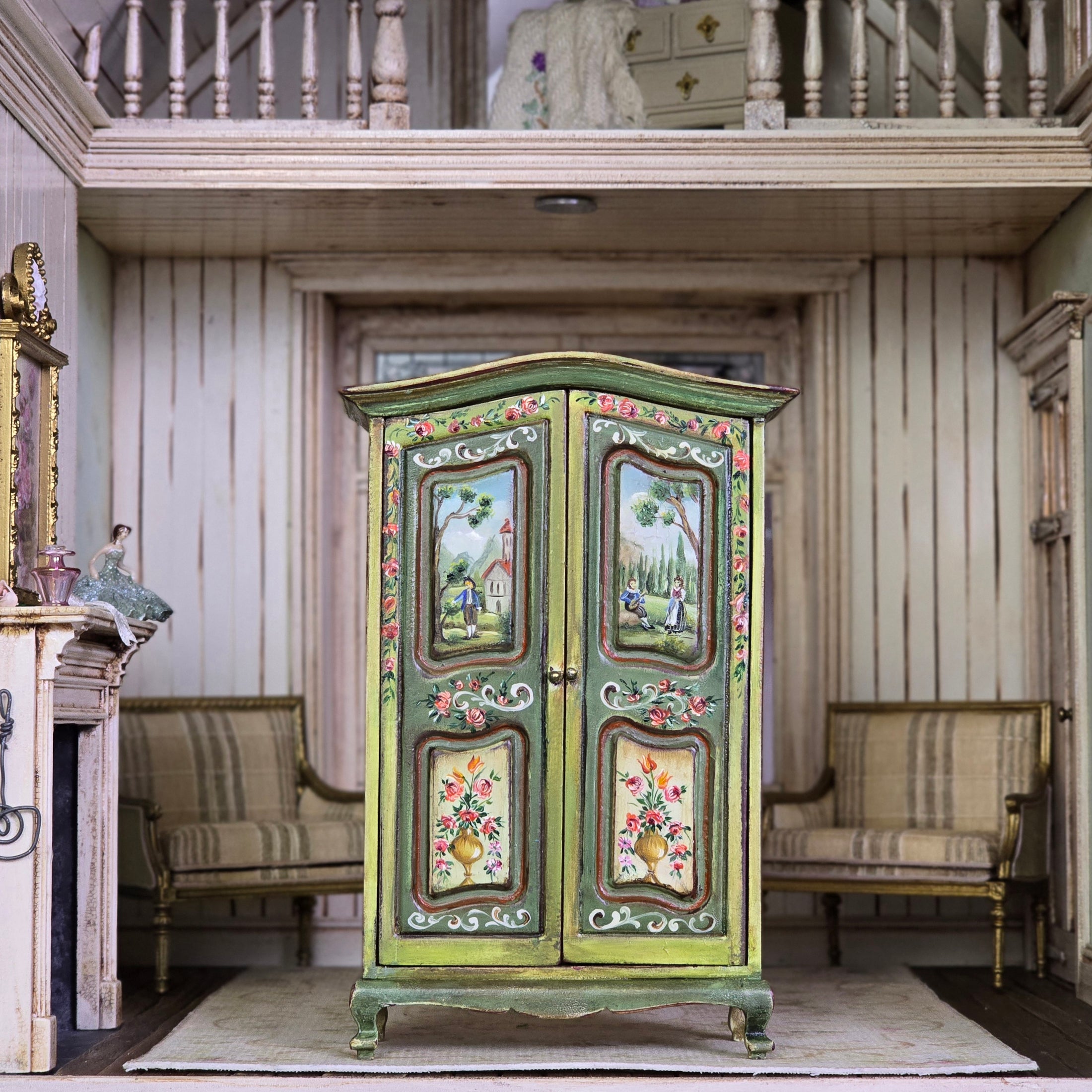 Aida Pravia Hand-Painted Spanish Folk Art Armoire Wardrobe