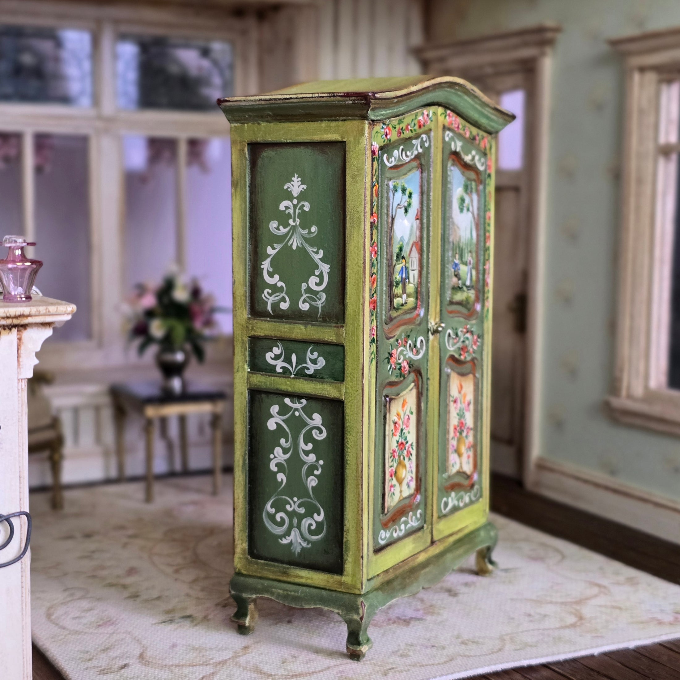 Aida Pravia Hand-Painted Spanish Folk Art Armoire Wardrobe