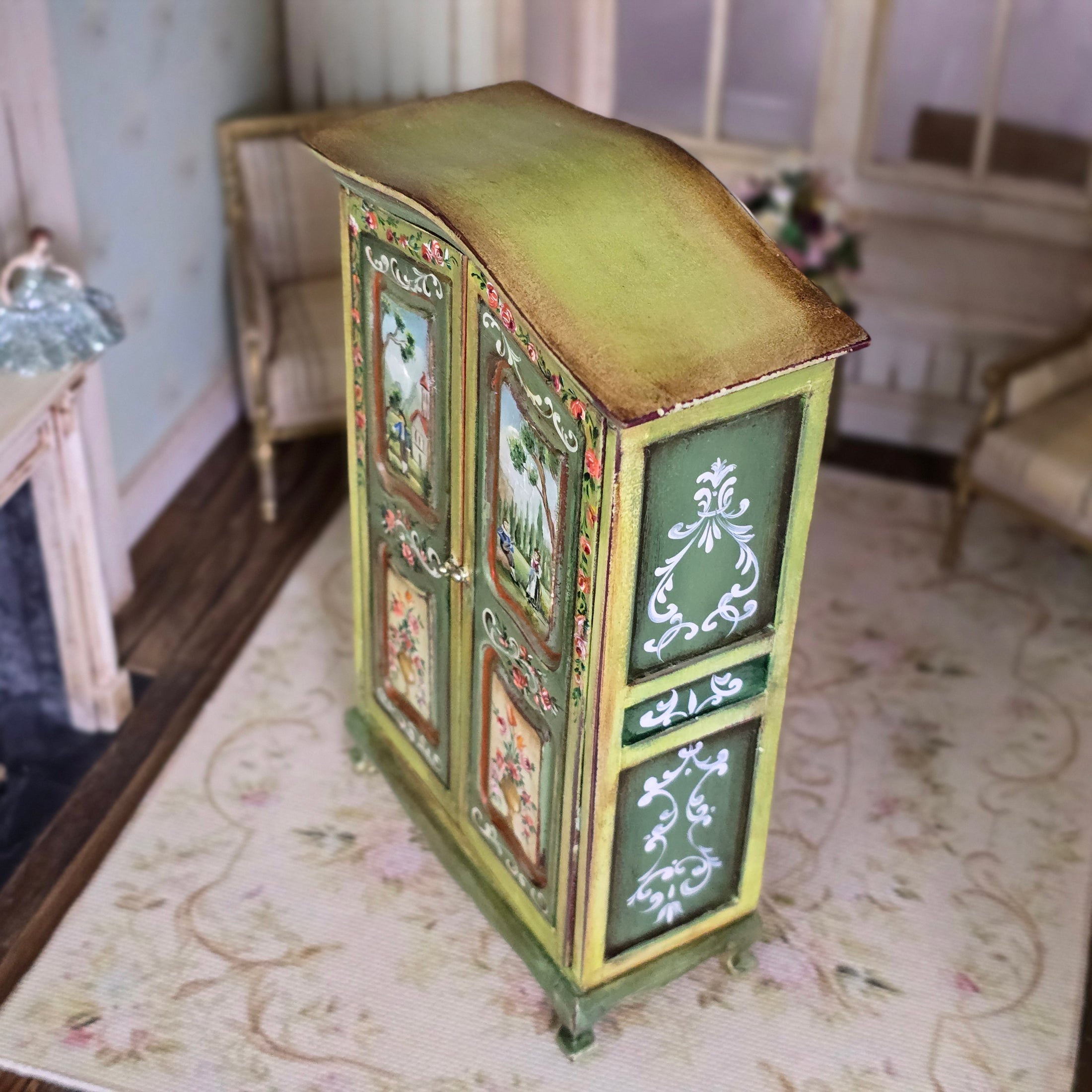 Aida Pravia Hand-Painted Spanish Folk Art Armoire Wardrobe