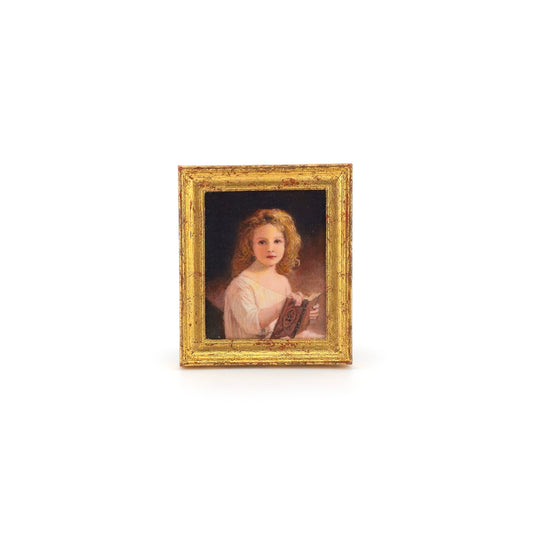 Betsey Bradley “The Story Book” Miniature Oil Painting of Young Girl with her Book