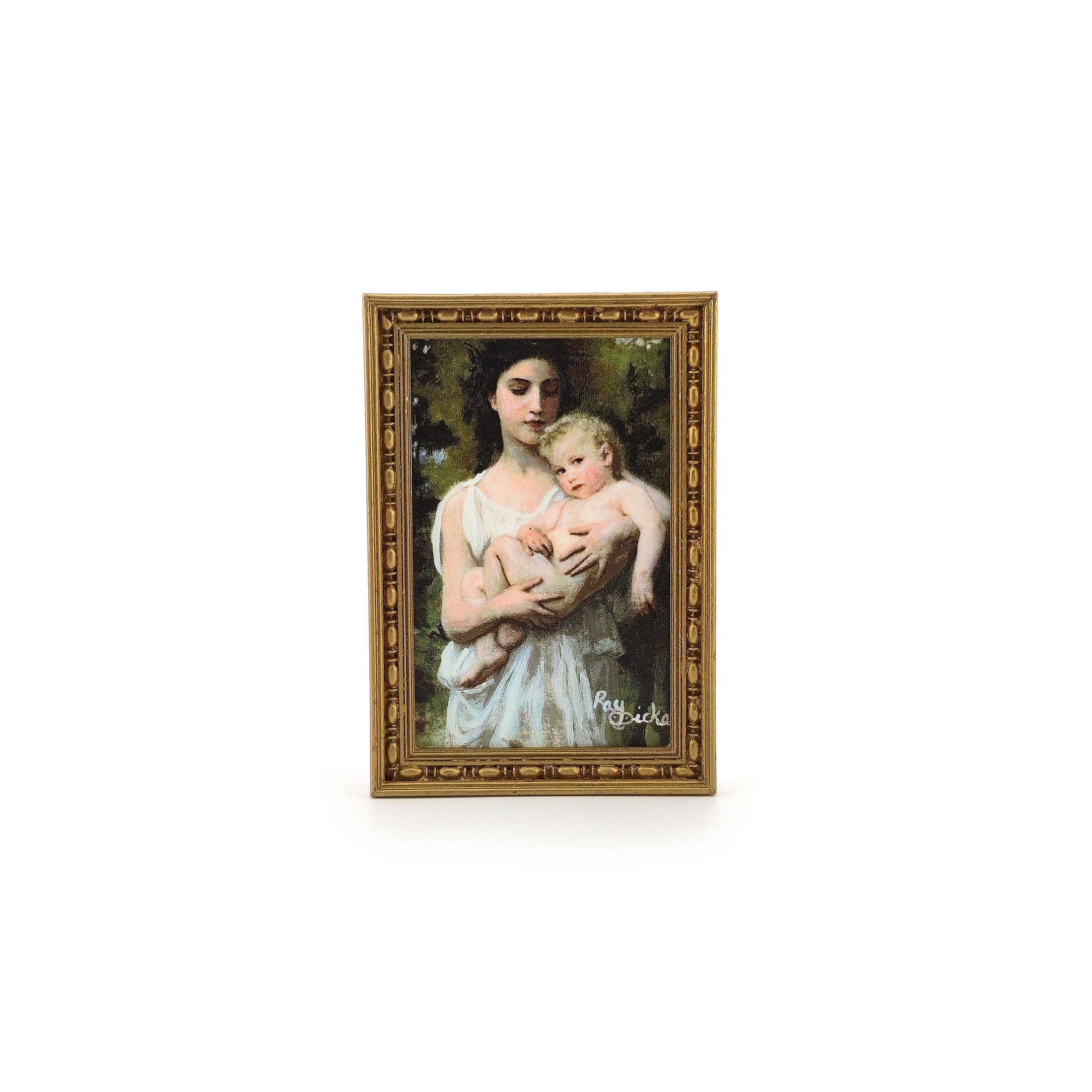 Ray Dicken The Younger Brother Bouguereau Framed Miniature Oil Painting