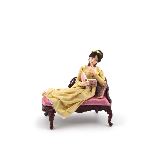 Regency Lady Doll with Silk Gown Reading on Chaise Lounge Dana Burton