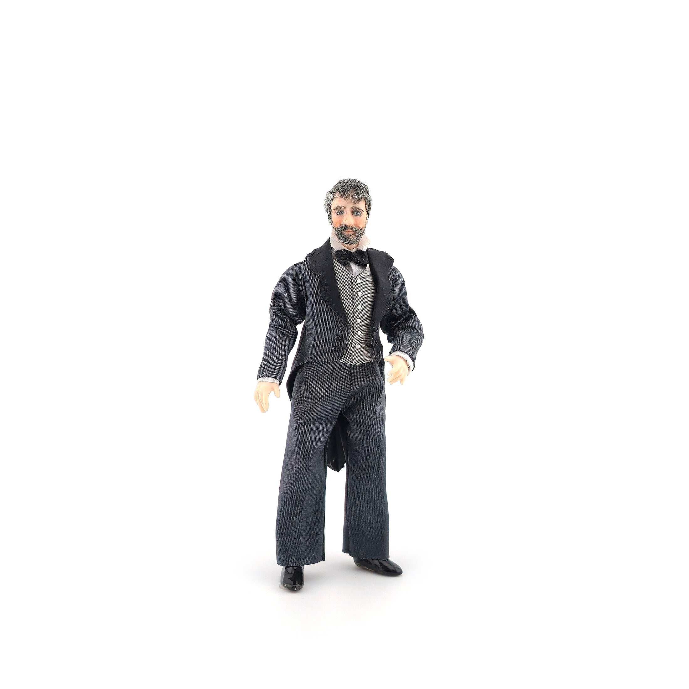 Clay Poseable Victorian Gentleman Dollhouse Doll in Silk Tailcoat