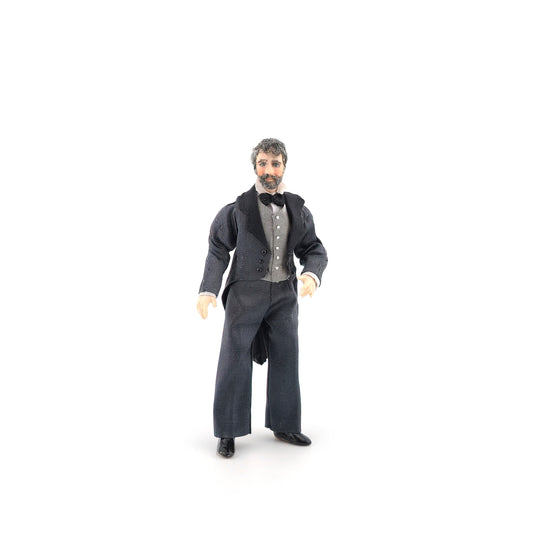 Clay Poseable Victorian Gentleman Dollhouse Doll in Silk Tailcoat
