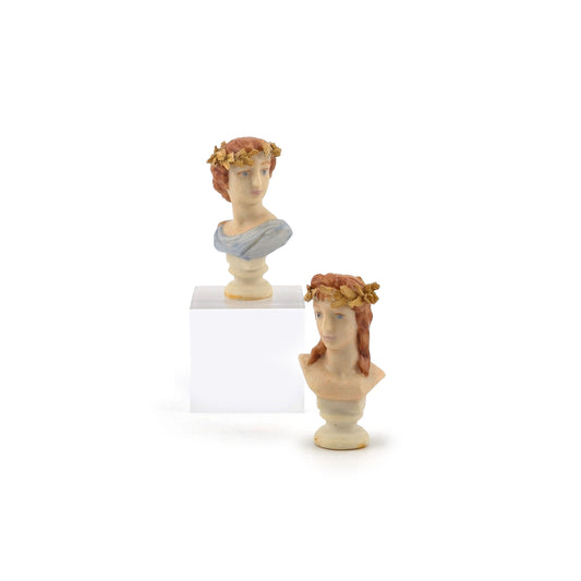 Pair of Neoclassical Laurel-Crowned Portrait Busts Greek Decor