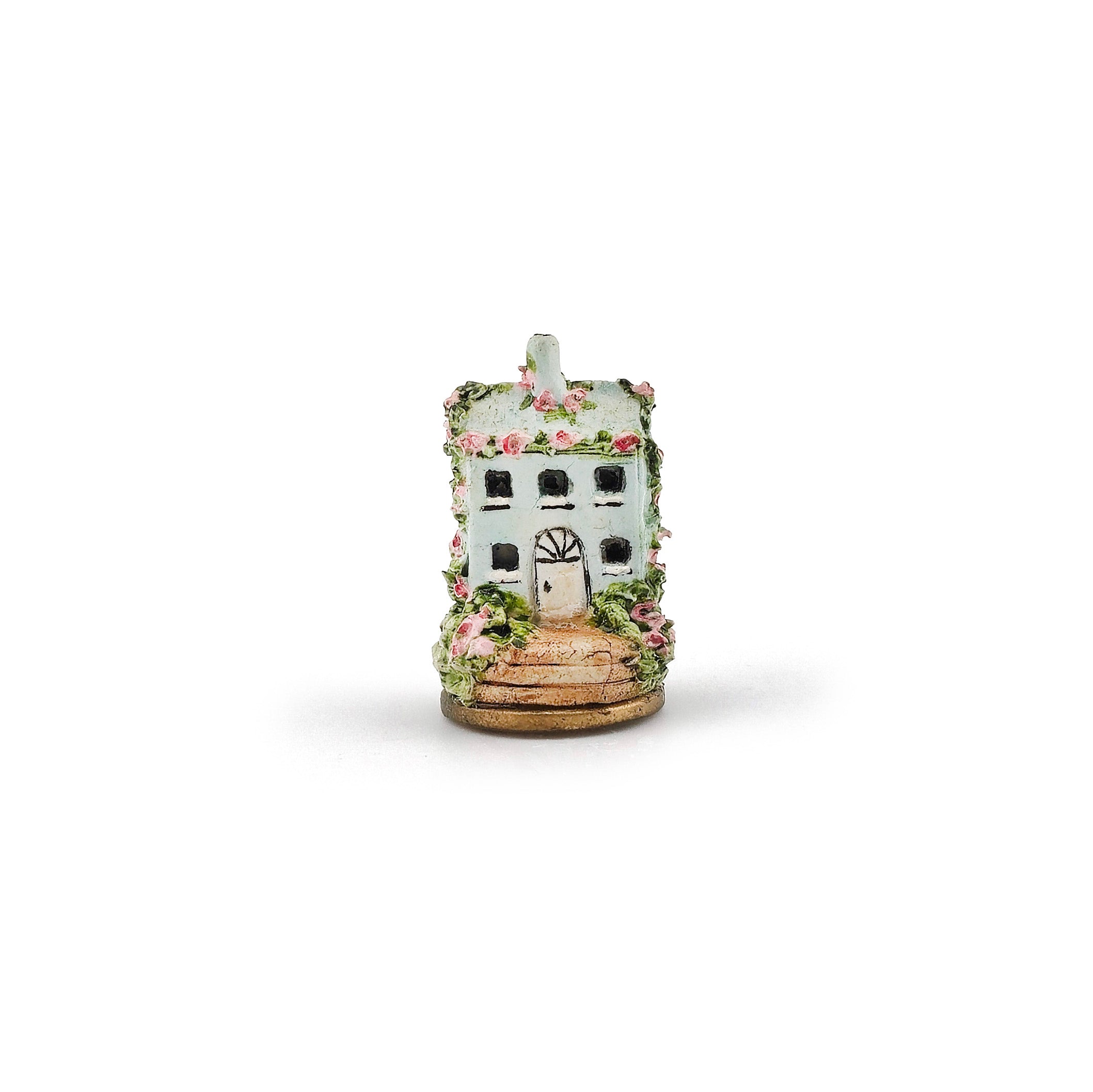 Kay Lewis Staffordshire Porcelain Cottage Built on a Brass Button