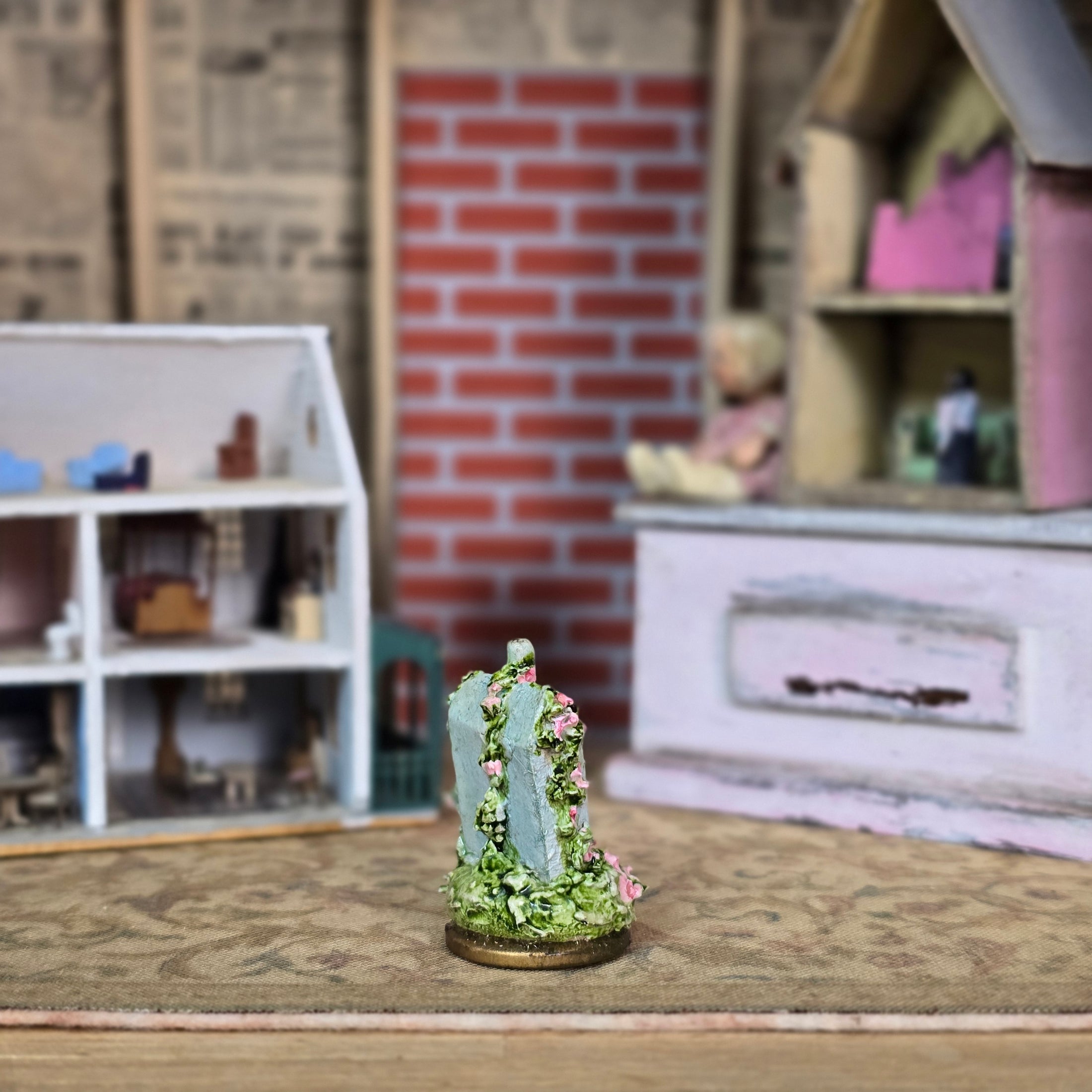 Kay Lewis Staffordshire Porcelain Cottage Built on a Brass Button