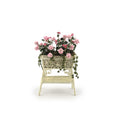 Load image into Gallery viewer, Victorian Wicker Planter Stand with Pink Geraniums & Ivy Miniature
