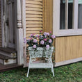 Load image into Gallery viewer, Victorian Wicker Planter Stand with Pink Geraniums & Ivy Miniature
