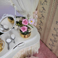 Load image into Gallery viewer, Carol Wagner Pink Rose Arrangement in Brass Bowl Miniature Dollhouse
