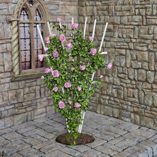 Carol Wagner Pink Climbing Rose Trellis Arbor OOAK Miniature Dollhouse